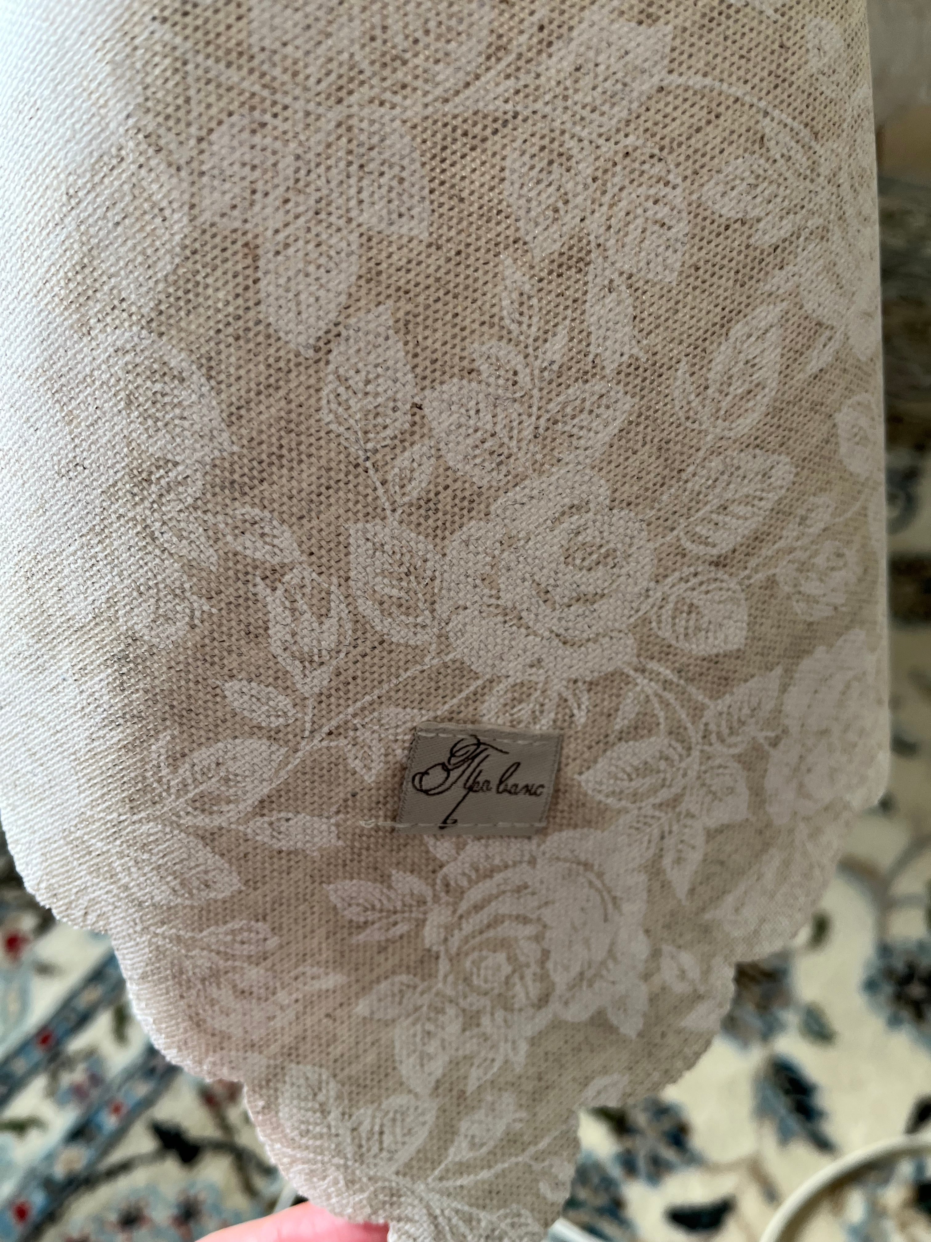 white floral Ukrainian tablecloth water resistant linen