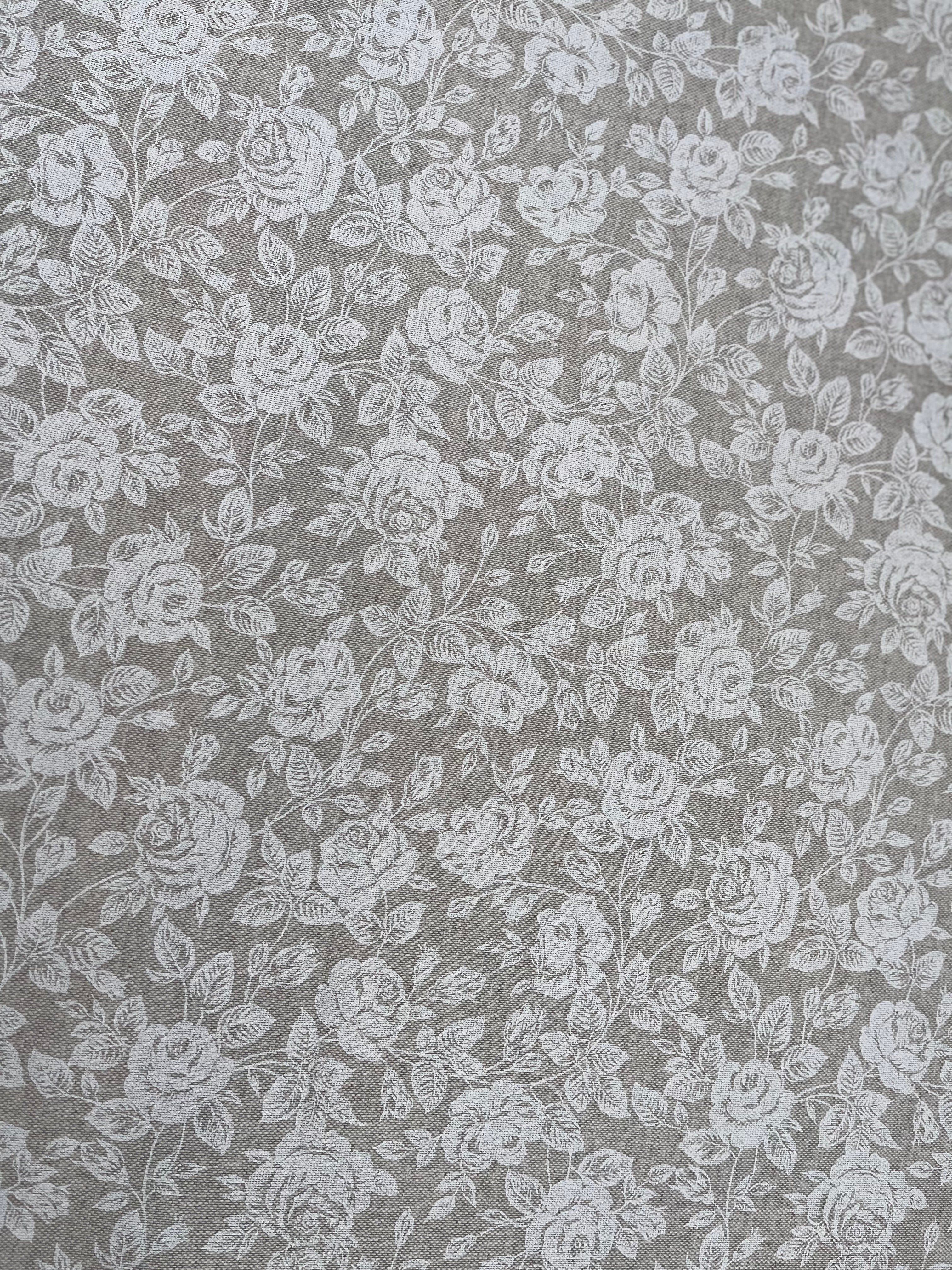 Ukrainian white rose tablecloth embroidered linen 120x136