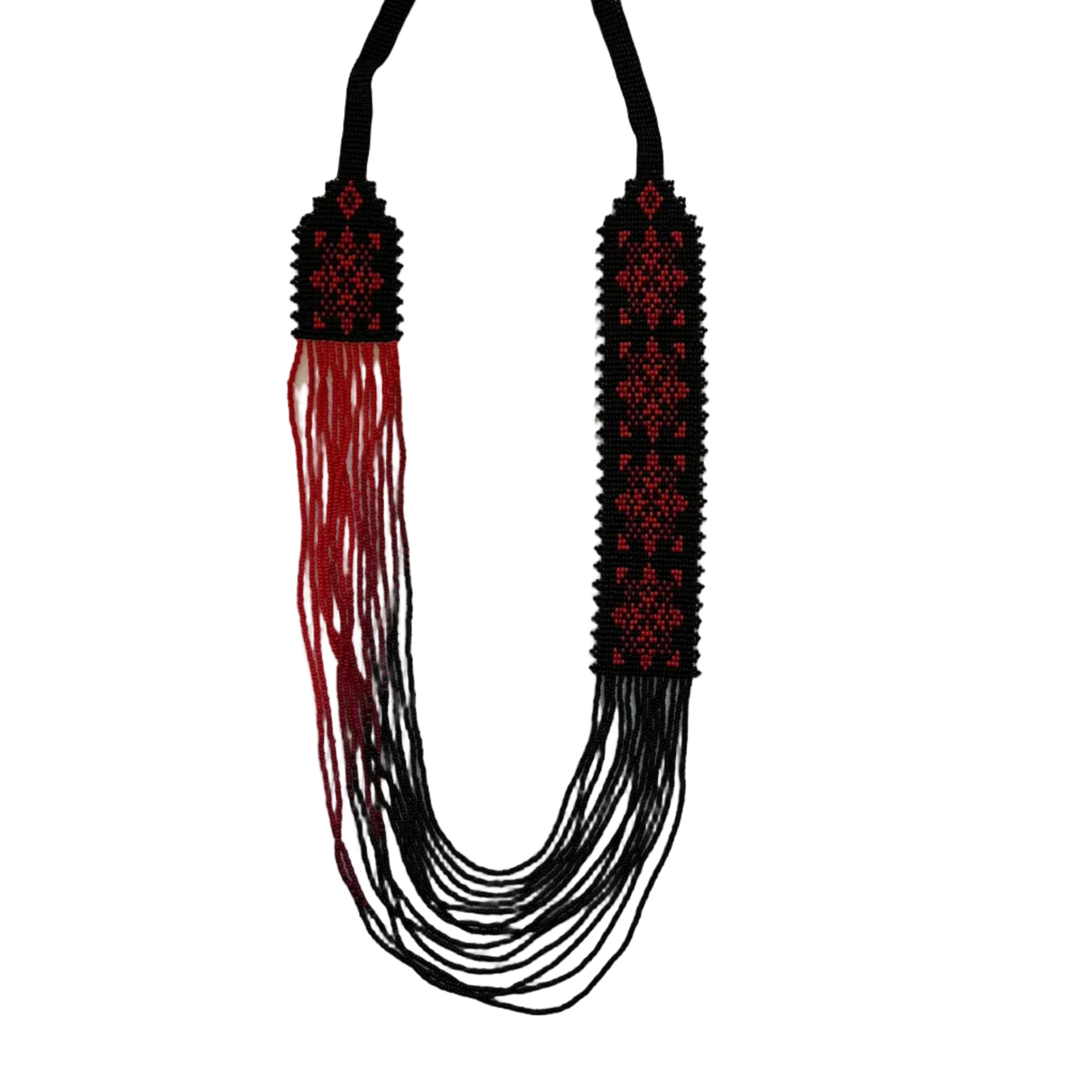 Olena gerdan necklace black red beads symbolic Ukrainian protective jewelry