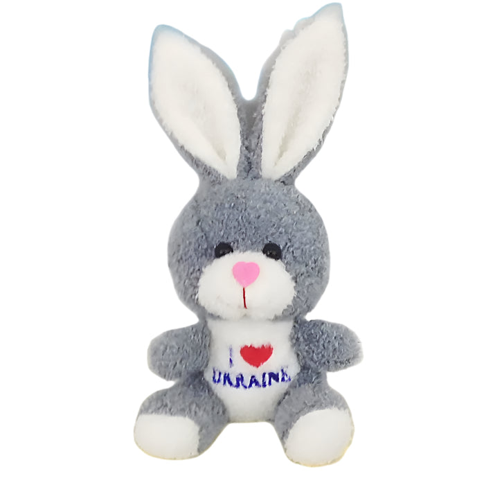 Cute 15 cm “I ❤️ Ukraine” bunny plush toy made in Ukraine – soft patriotic gift