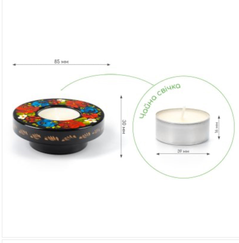 Poppies Hand-Painted Candle Holder – Traditional Ukrainian Art
