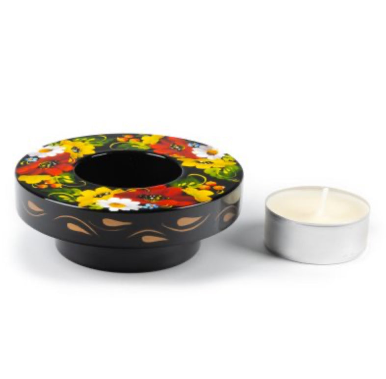 Petrykivka painted candle holder