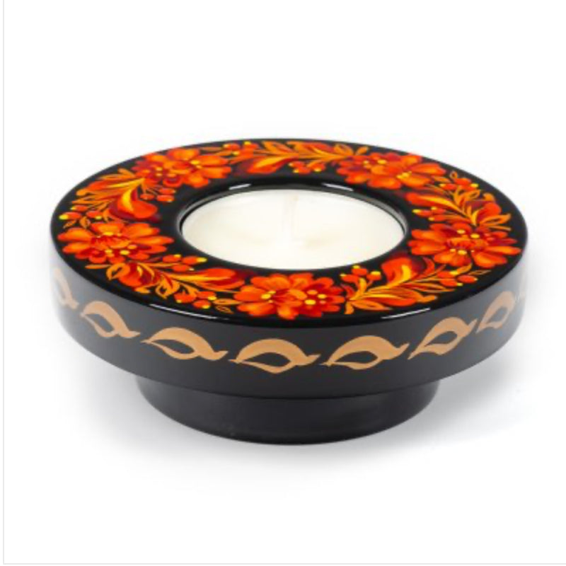 Orange Beauty Candle Holder | Hand-Painted Ukrainian Art