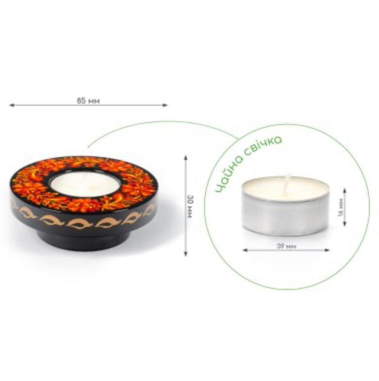 Orange Beauty Candle Holder | Hand-Painted Ukrainian Art