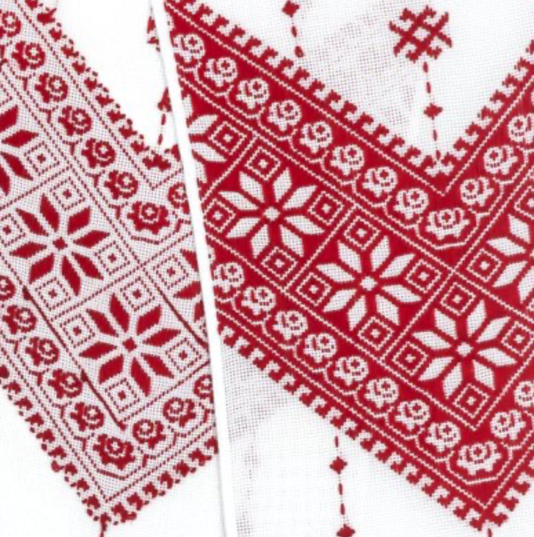 Made in Ukraine ritual rushnyk towel – embroidered burgundy design