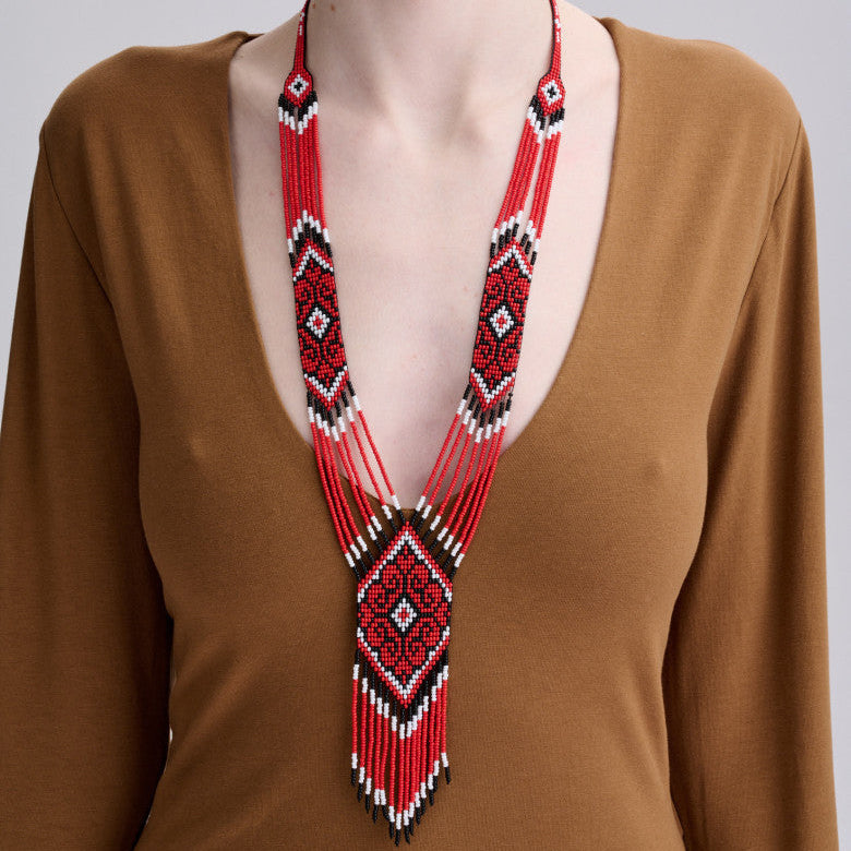Gerdan “Honor” — Handmade Red & Black Ukrainian Beaded Necklace