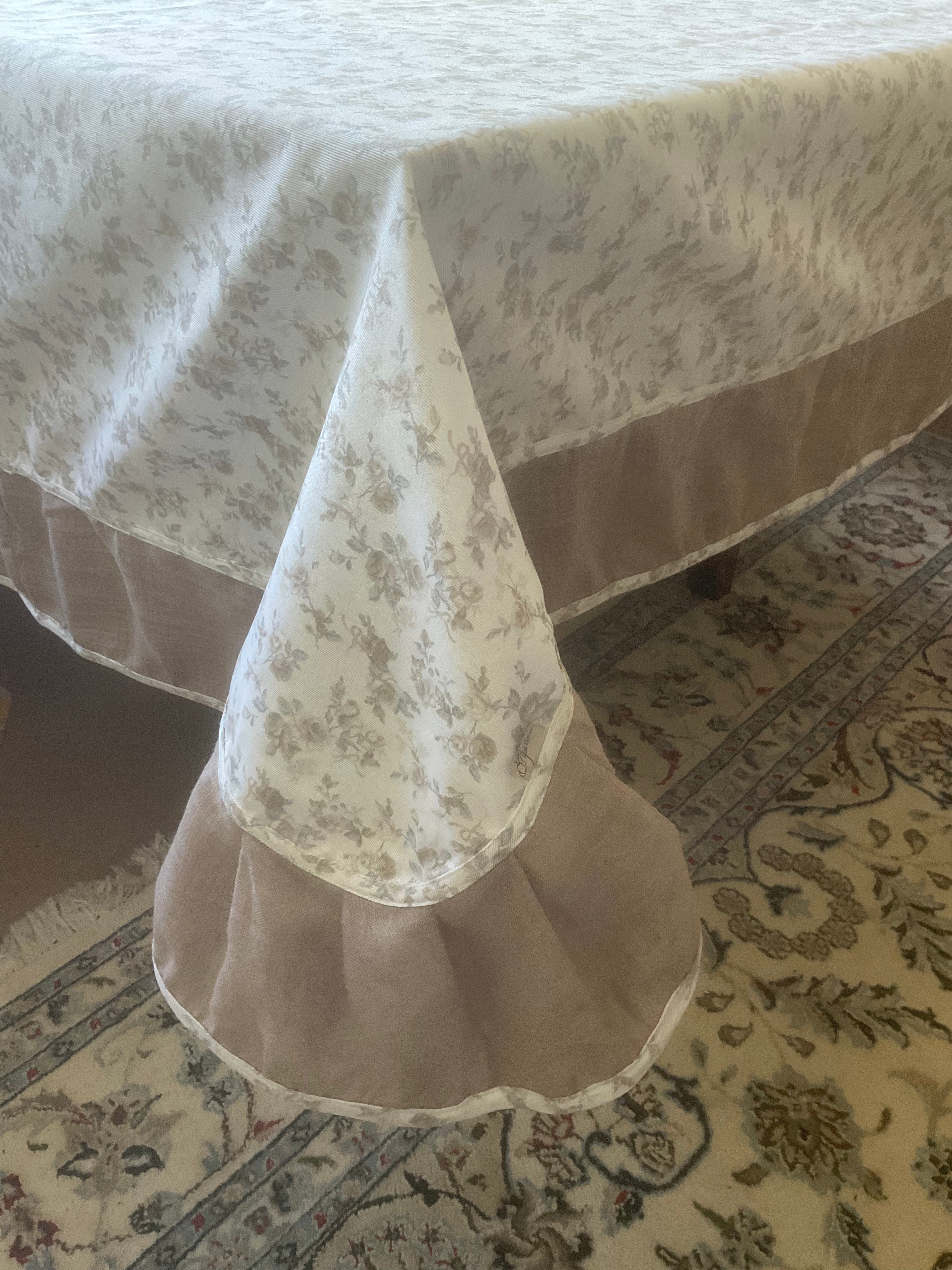 Elegant Ukrainian tablecloth for dining table with floral motif