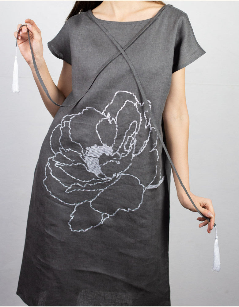 Women's floral embroidered dress inspired by traditional Ukrainian vyshyvanka