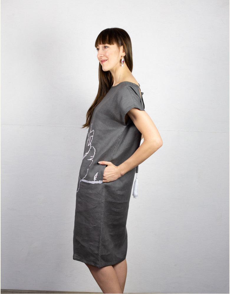 Modern Ukrainian embroidered tunic dress handcrafted in Ukraine