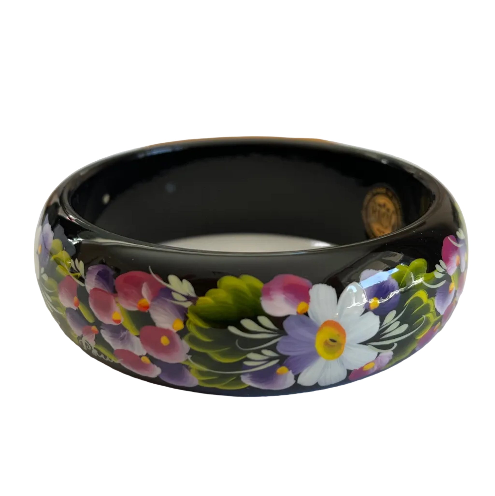 Tenderness Petrykivka bracelet hand-painted wooden Ukrainian bracelet made in Ukraine
