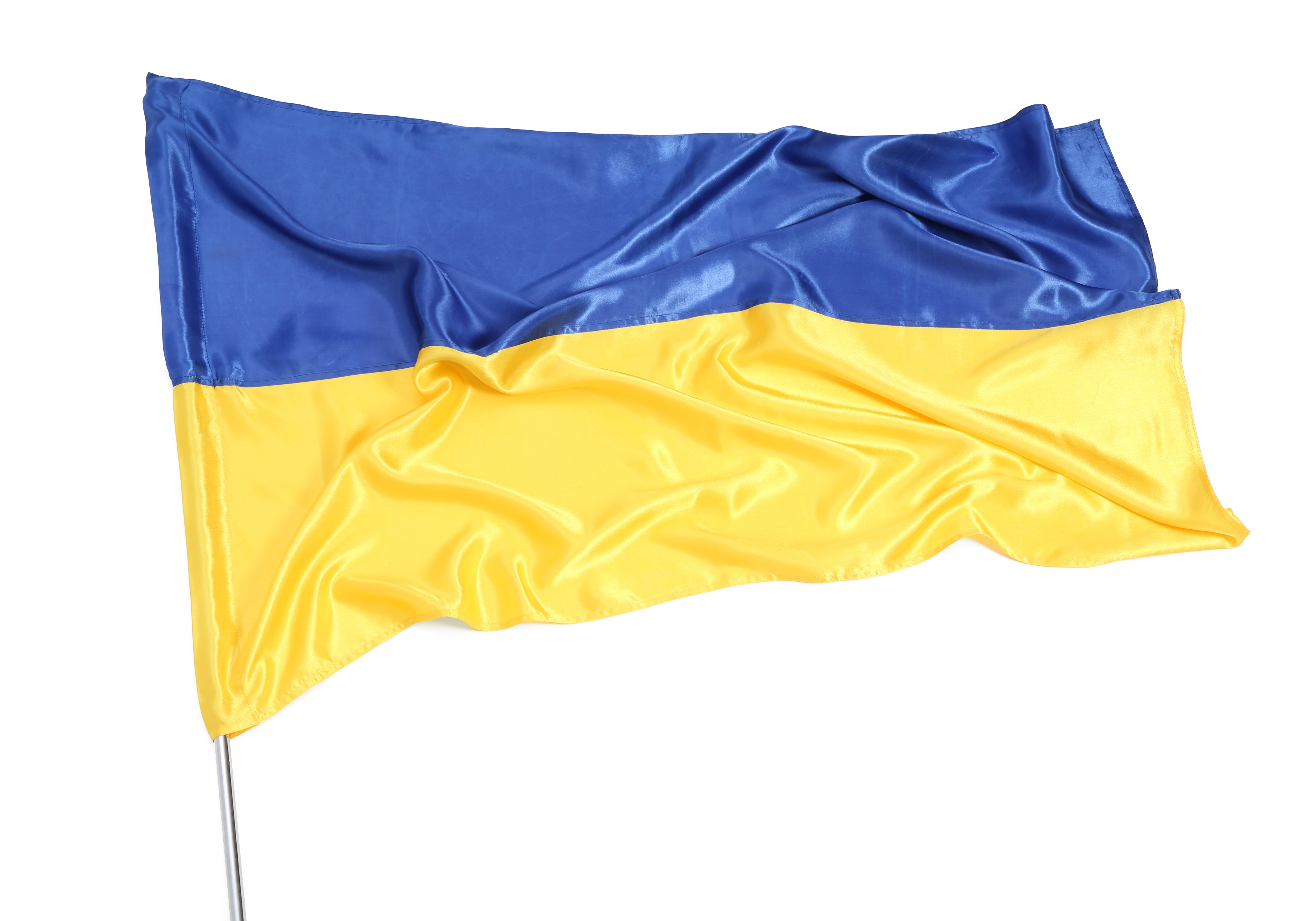 Ukrainian national flag made in Ukraine with vibrant blue and yellow colors