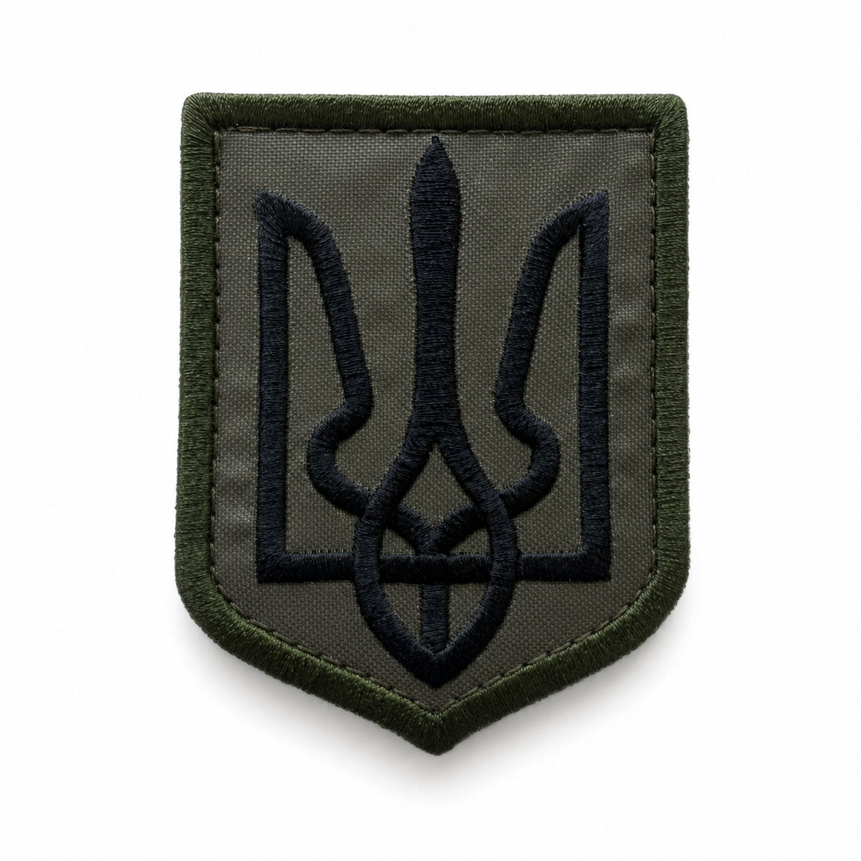 Olive and black Ukrainian Tryzub embroidered tactical patch