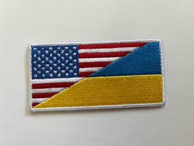 USA and Ukraine flags embroidered patch with Velcro backing
