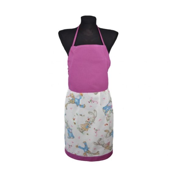 Happy Bunnies kitchen apron made in Ukraine with cute bunny print
