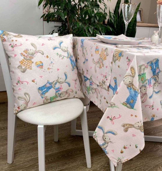 Happy Bunnies tablecloth – festive Easter dining linen made in Ukraine