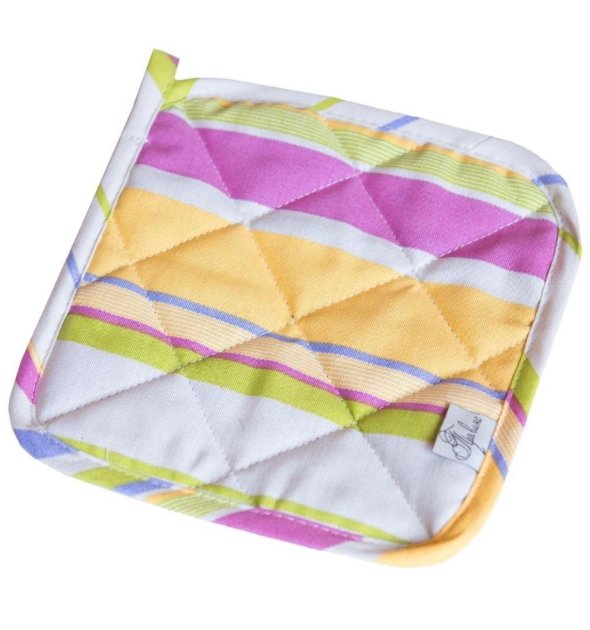 Stripe cotton pot holder made in Ukraine with a loop