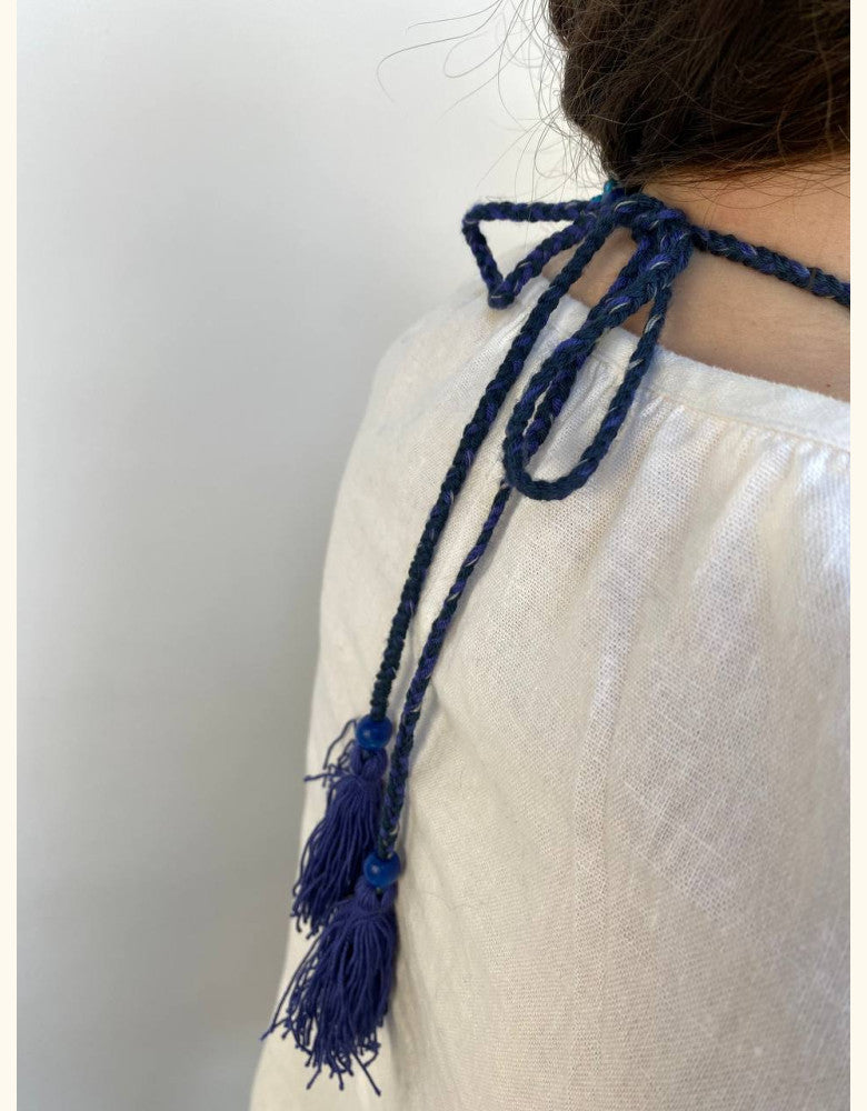 Collier de perles multicouches avec pompons - Blue Beauty