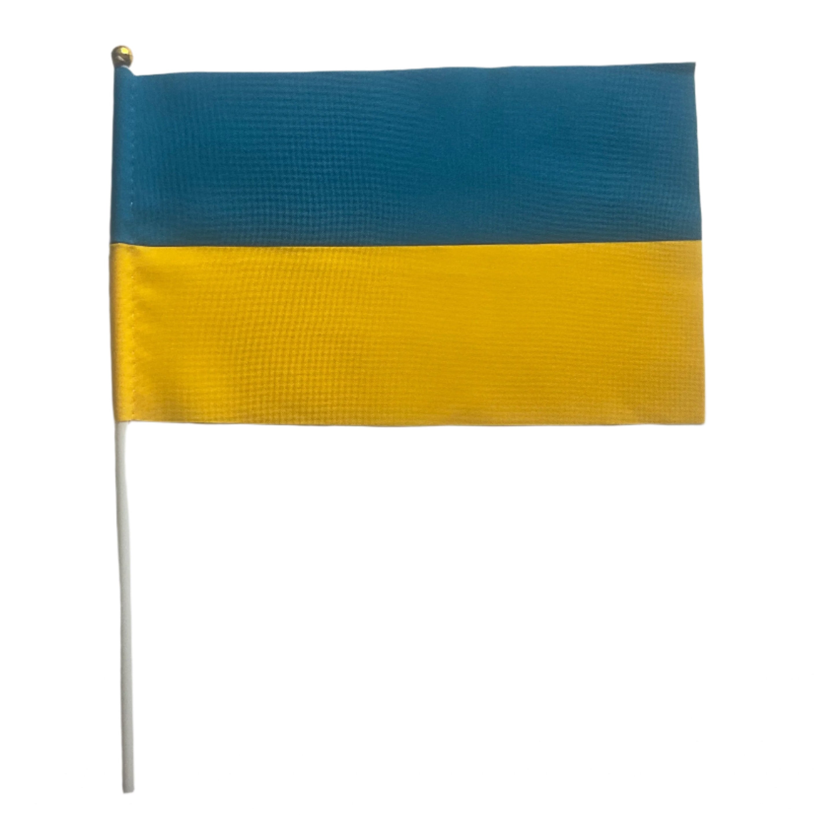 Buy Ukrainian flag – 14x24 cm blue and yellow gabardine flag on plastic stick, made in Ukraine