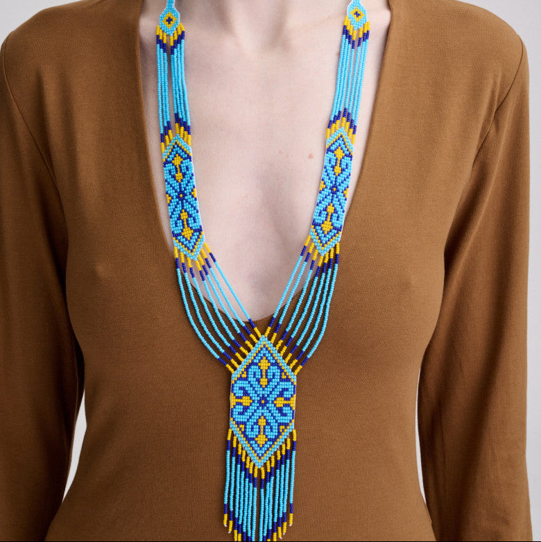 Gerdan “Blue Elegance” – Handmade Ukrainian Beaded Necklace