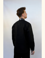 New! Star Black Linen Vyshyvanka for Men