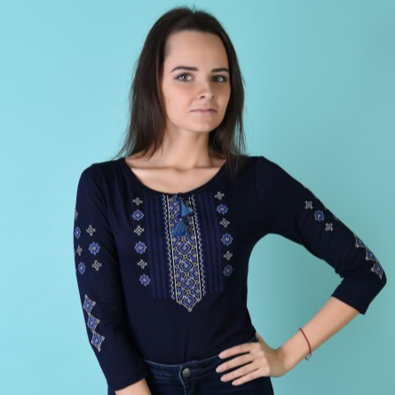 Blue on Blue Embroidered Vyshyvanka Shirt for Women