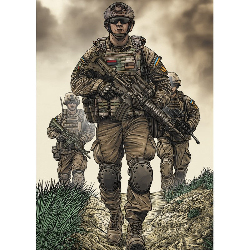 Ukrainian Infantry collectible stamps with artwork by Andrii Yermolenko