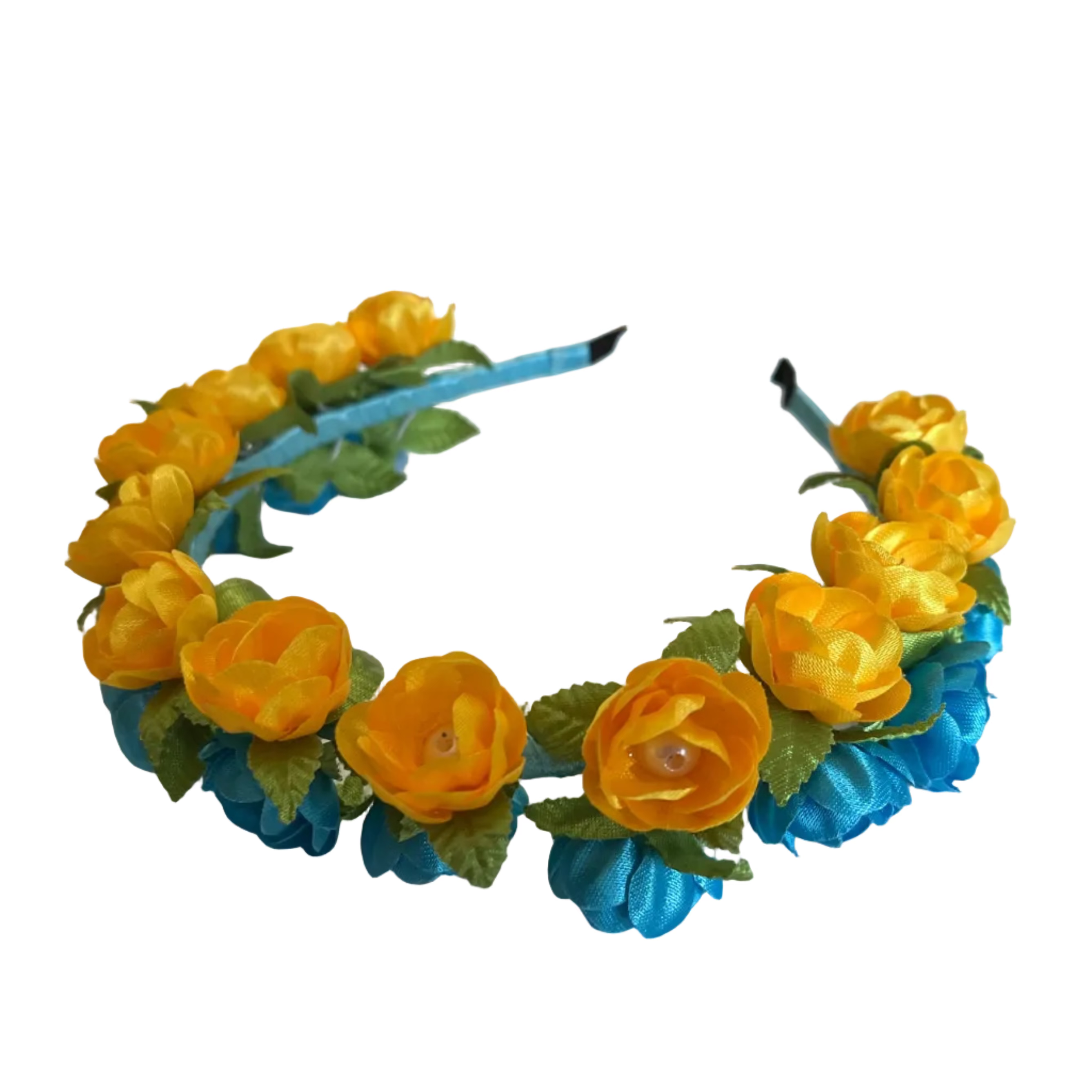 Blue and yellow Ukrainian headband meaningful handmade gift for women and girls