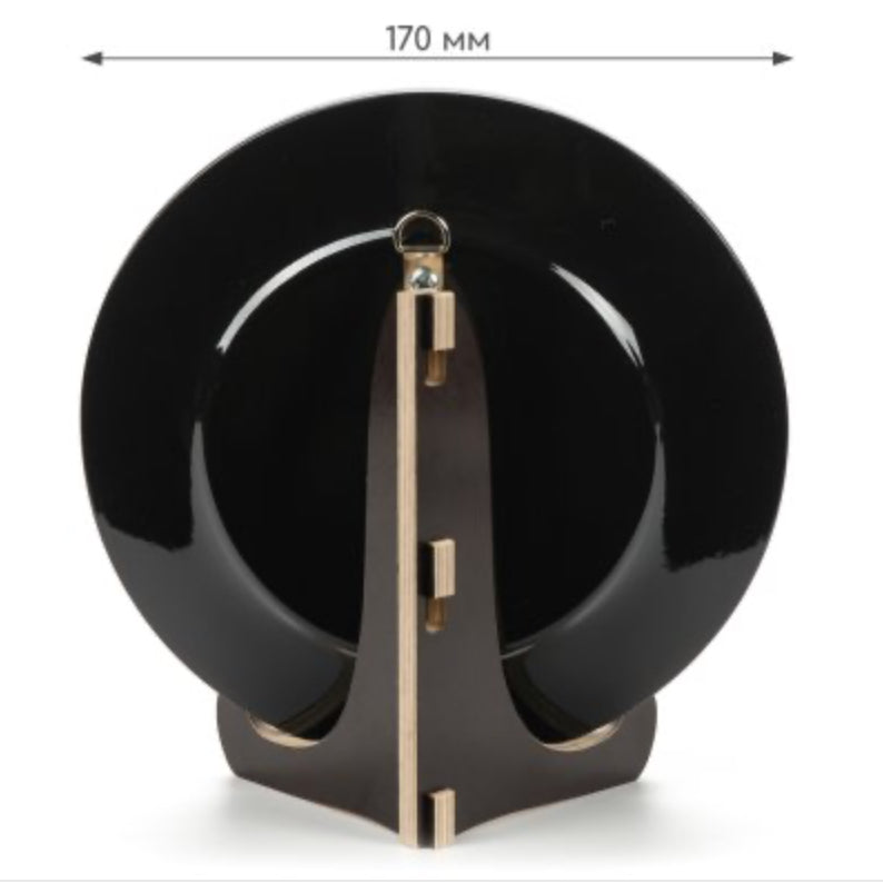 buy Ukrainian decorative plate blue floral Petrykivka hand painted wooden plate 17 cm