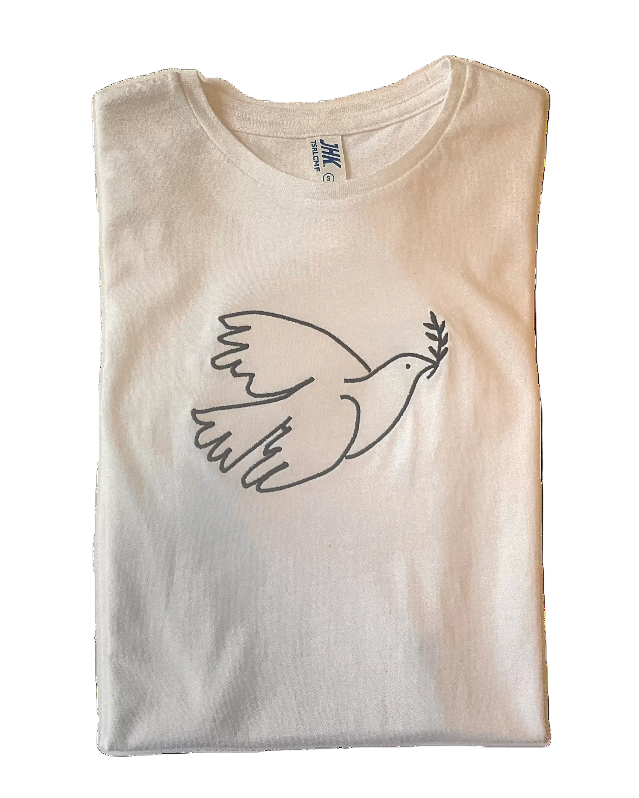 Embroidered peace dove T-shirt for women made in Ukraine with olive branch design