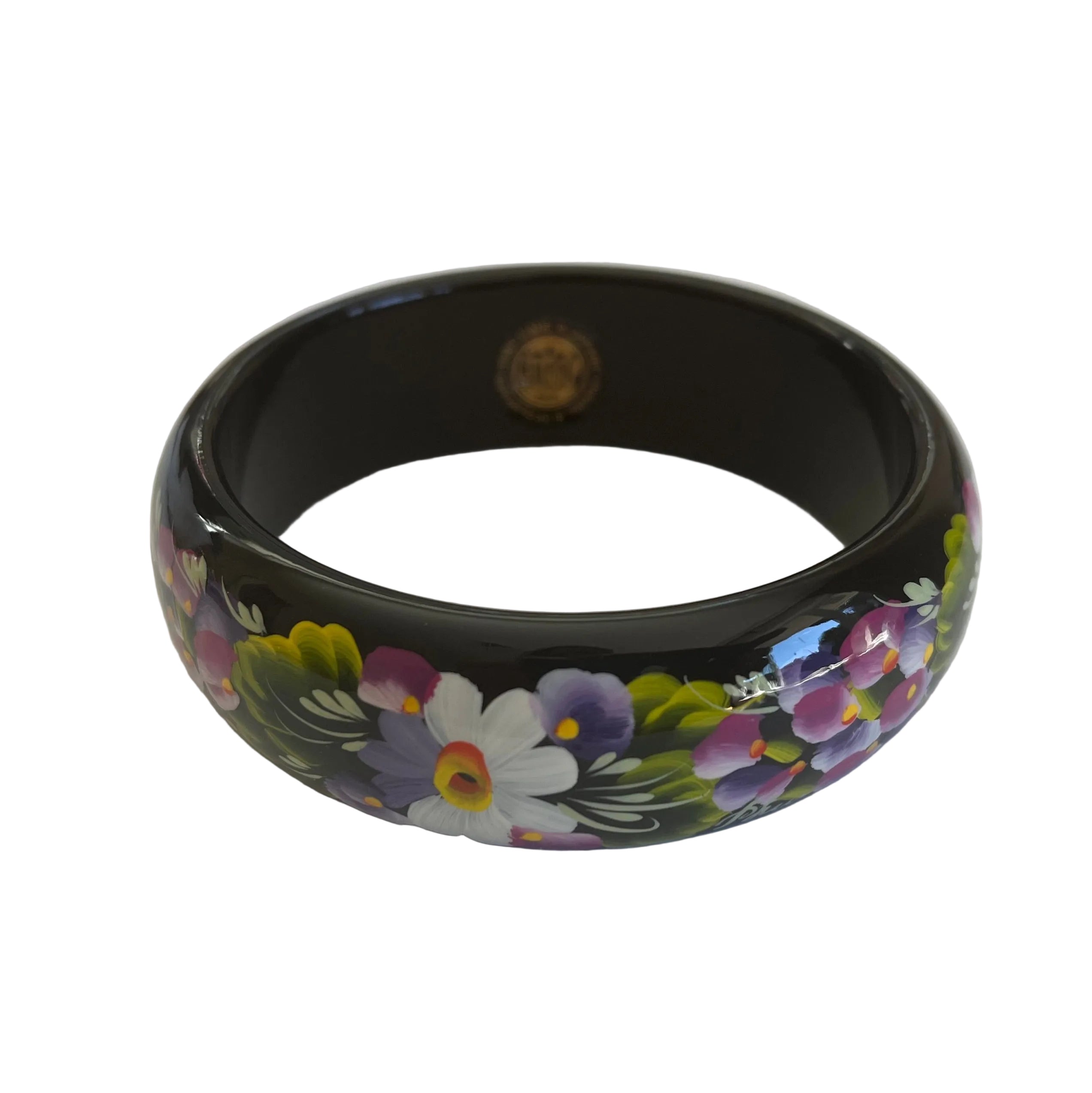 Made in Ukraine wooden bracelet inspired by UNESCO-recognized Petrykivka art