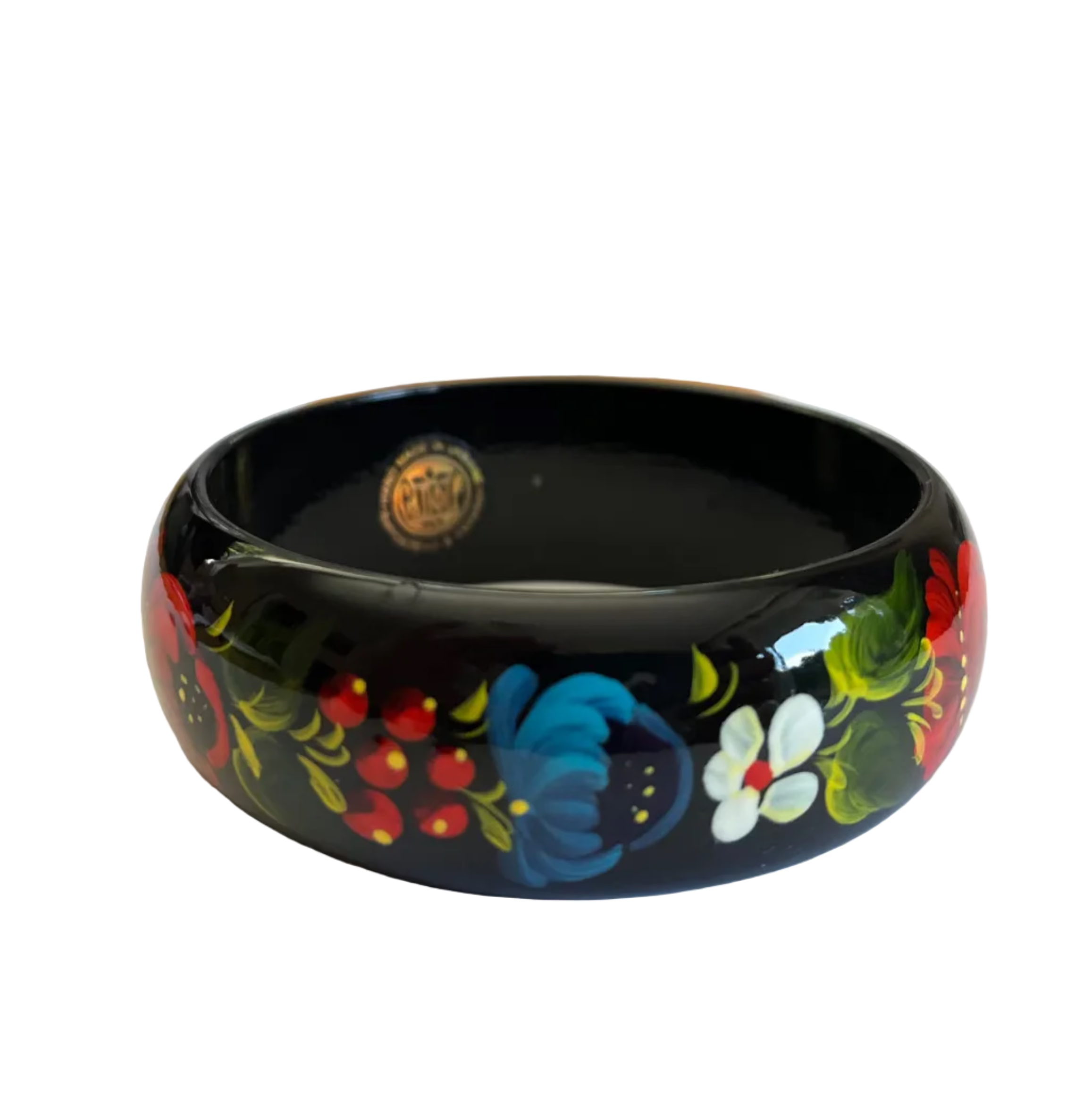 Made in Ukraine wooden bracelet inspired by UNESCO-recognized Petrykivka painting