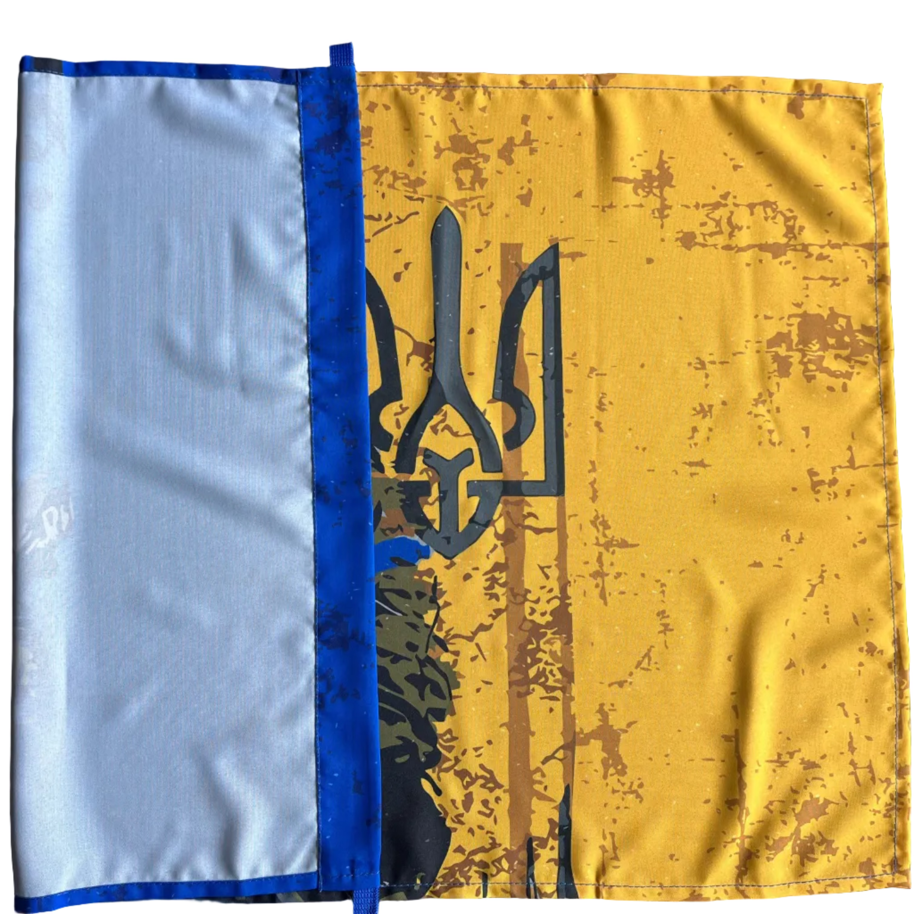 Made in Ukraine gabardine sniper flag featuring modern military artwork and Ukrainian patriotic colours