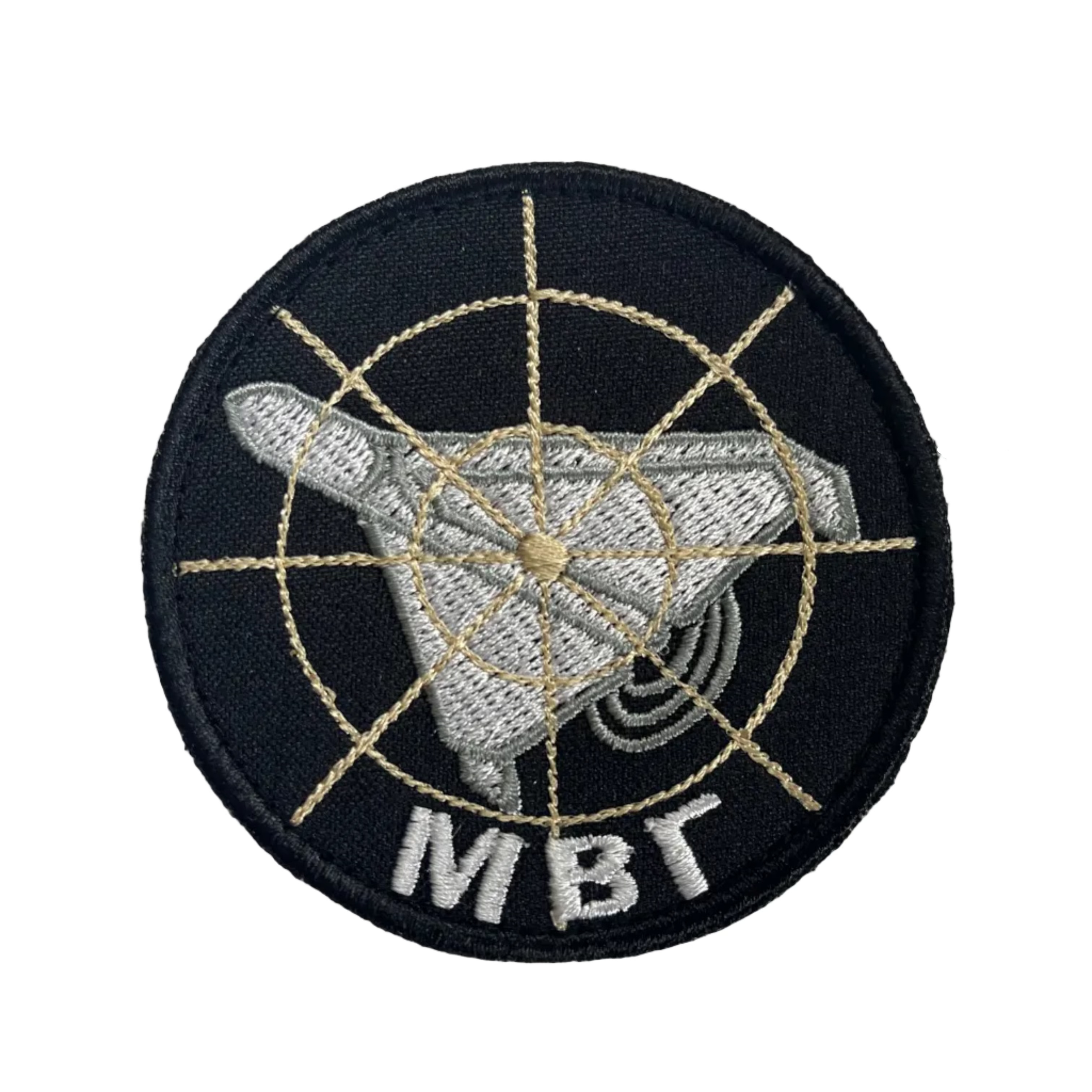 MBG FPV drone embroidered morale patch with targeting reticle and Velcro backing made in Ukraine