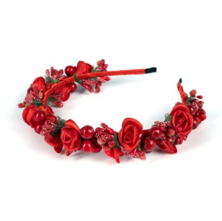 Authentic handmade red headband made in Ukraine for women and girls