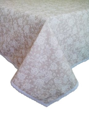 White Rose Tablecloth with Lace - Gifts From Ukraine